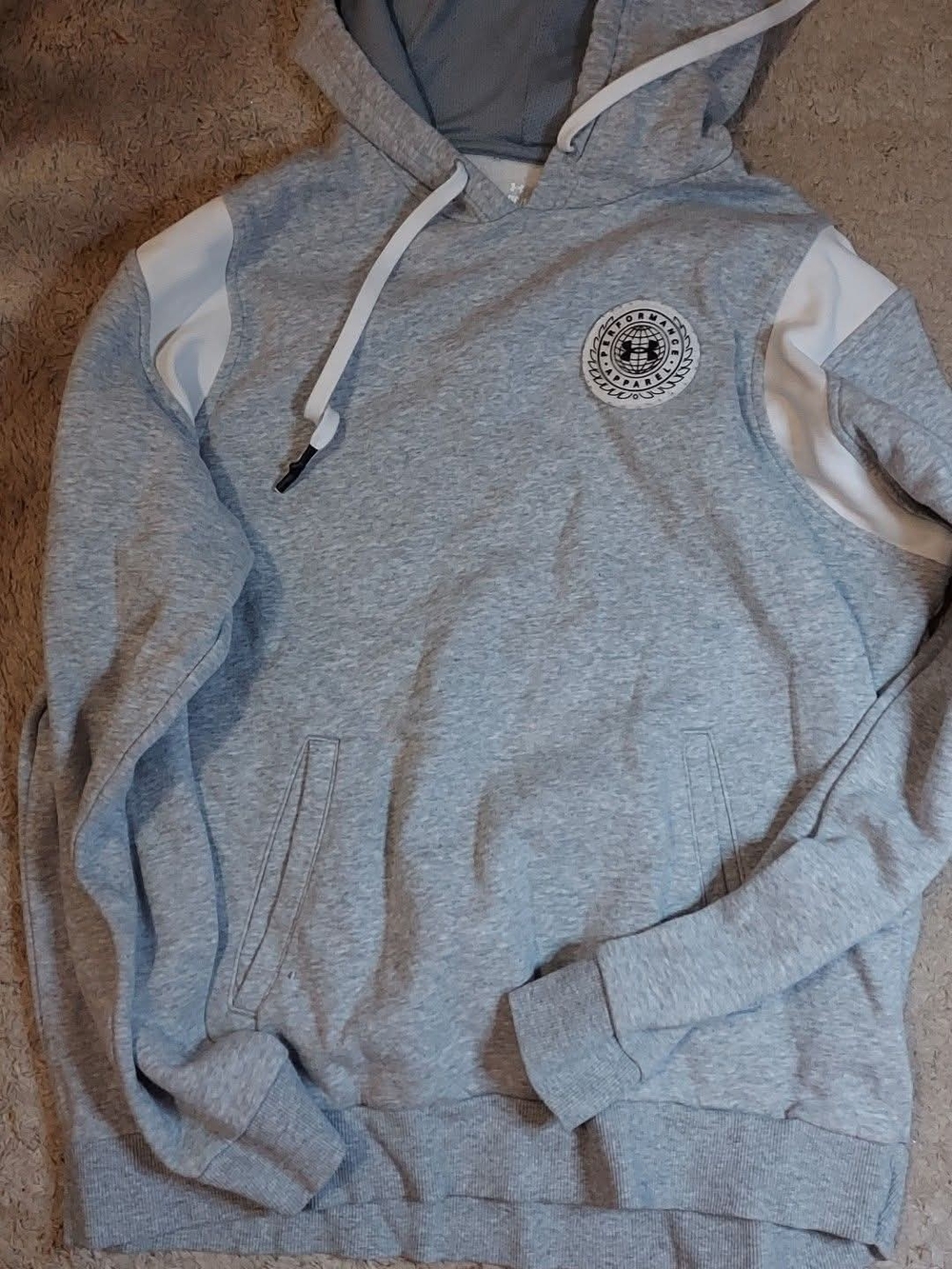 Under Armour Grey Hooded Pullover Sweatshirt with White Accents
